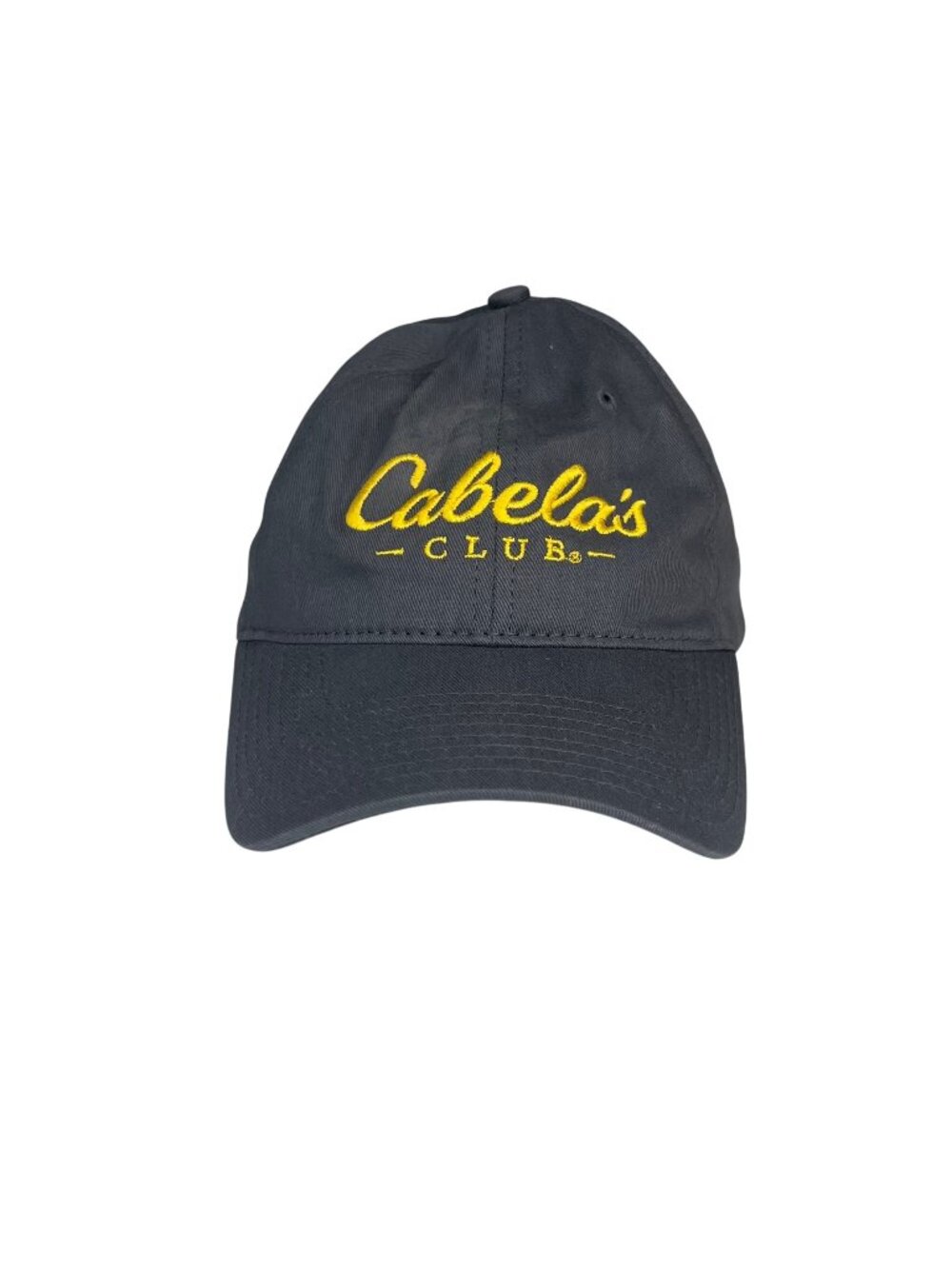 Cabelas Club Adjustable Baseball Cap Gray Yellow Embroidered Logo
